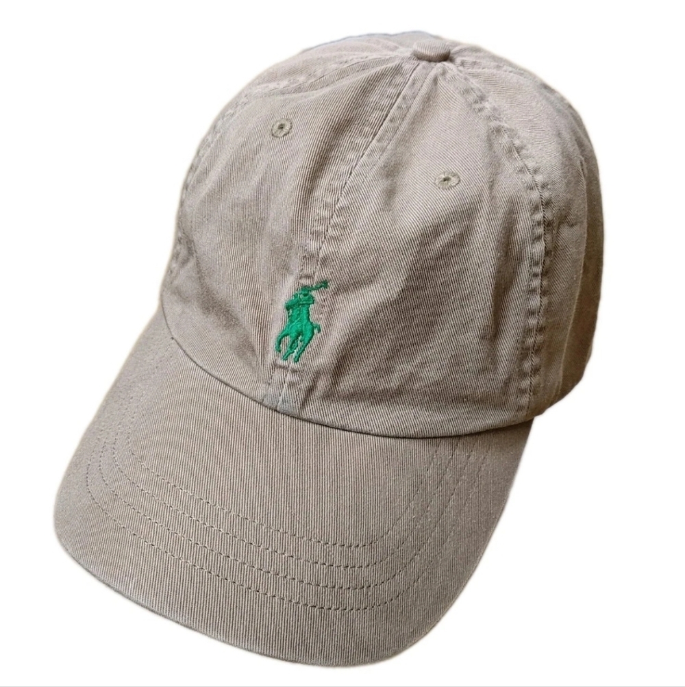 Polo Ralph Lauren Canvas Hat Leather Buckle Strapback Embroidered Pony Vtg 90s